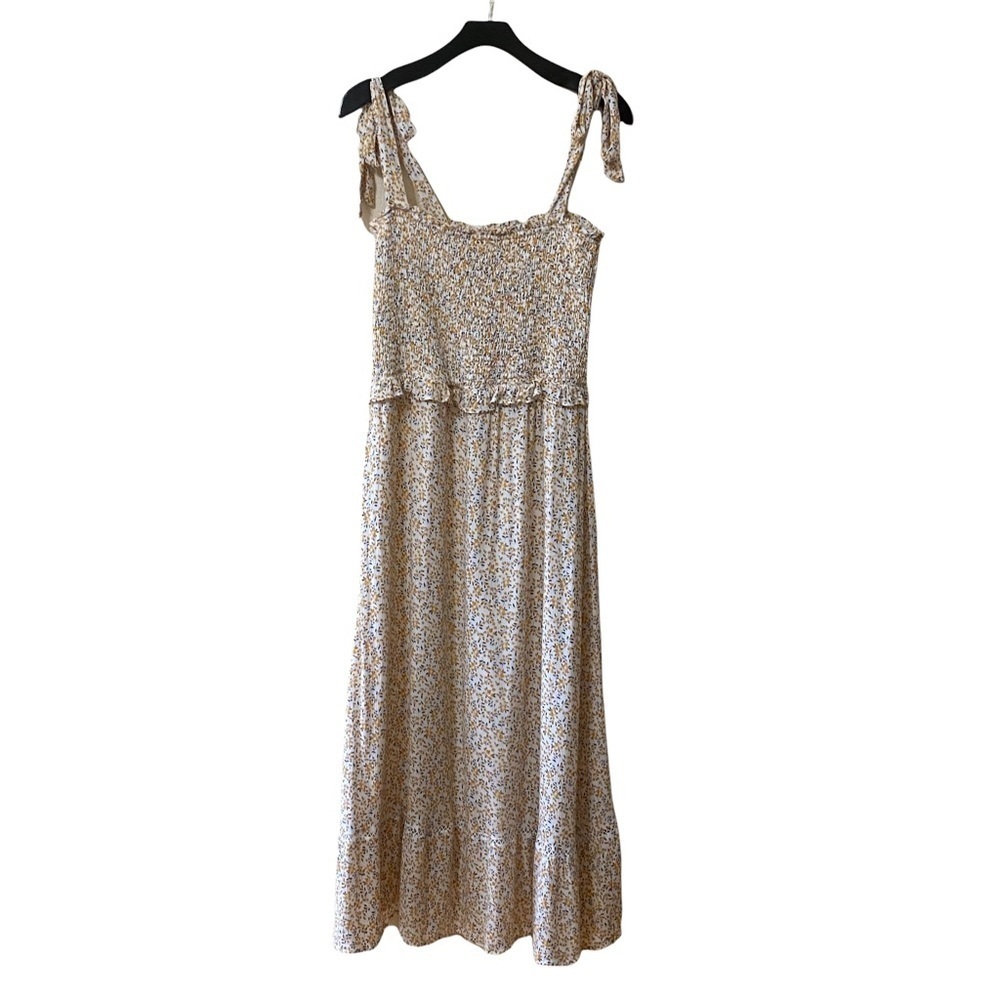 Lost + Wander Smocked Tie‎ Strap Maxi Dress
